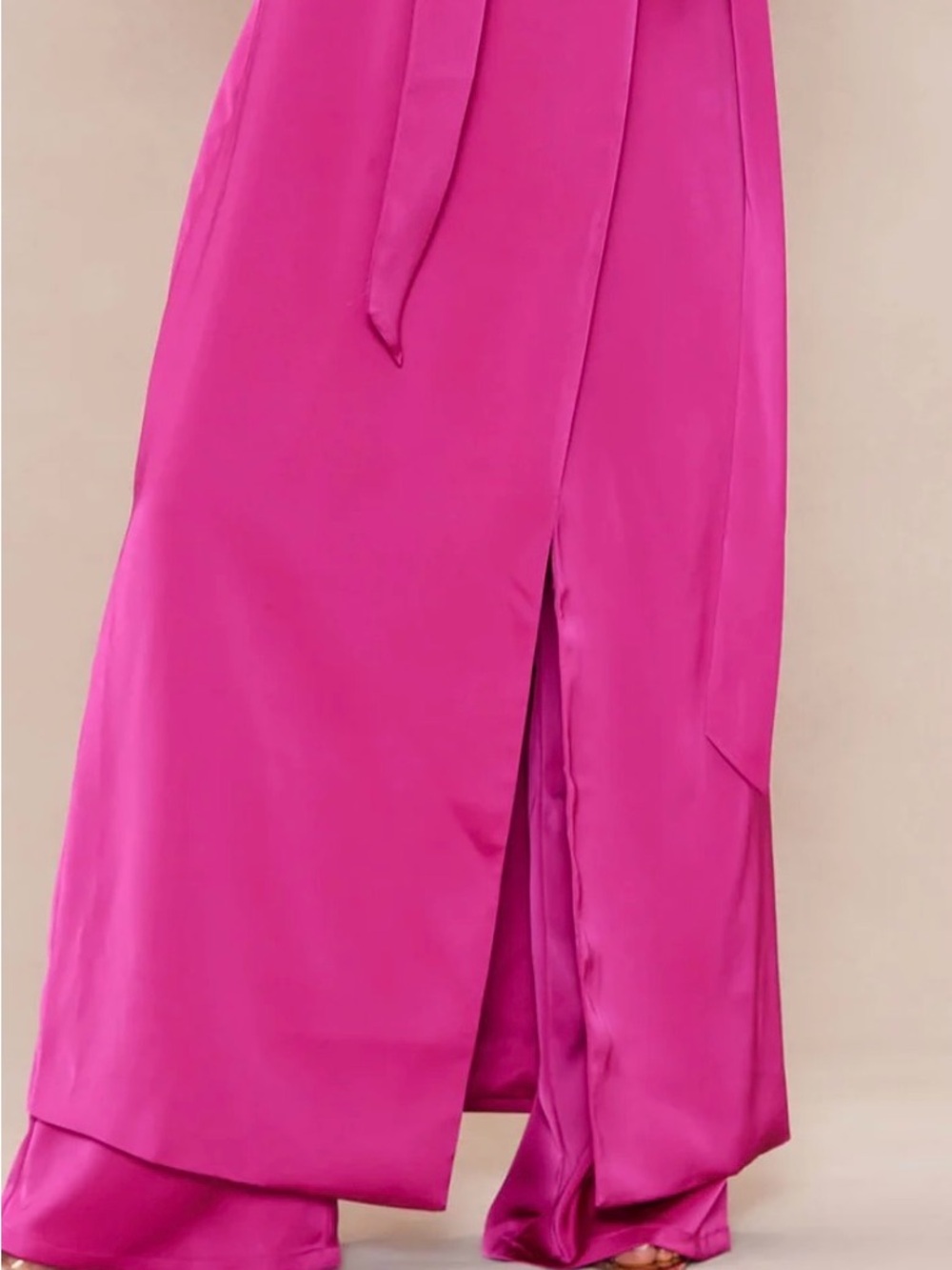 Fashion Nova Fuchsia Trench Coat and includes matching slacks as pictured.
